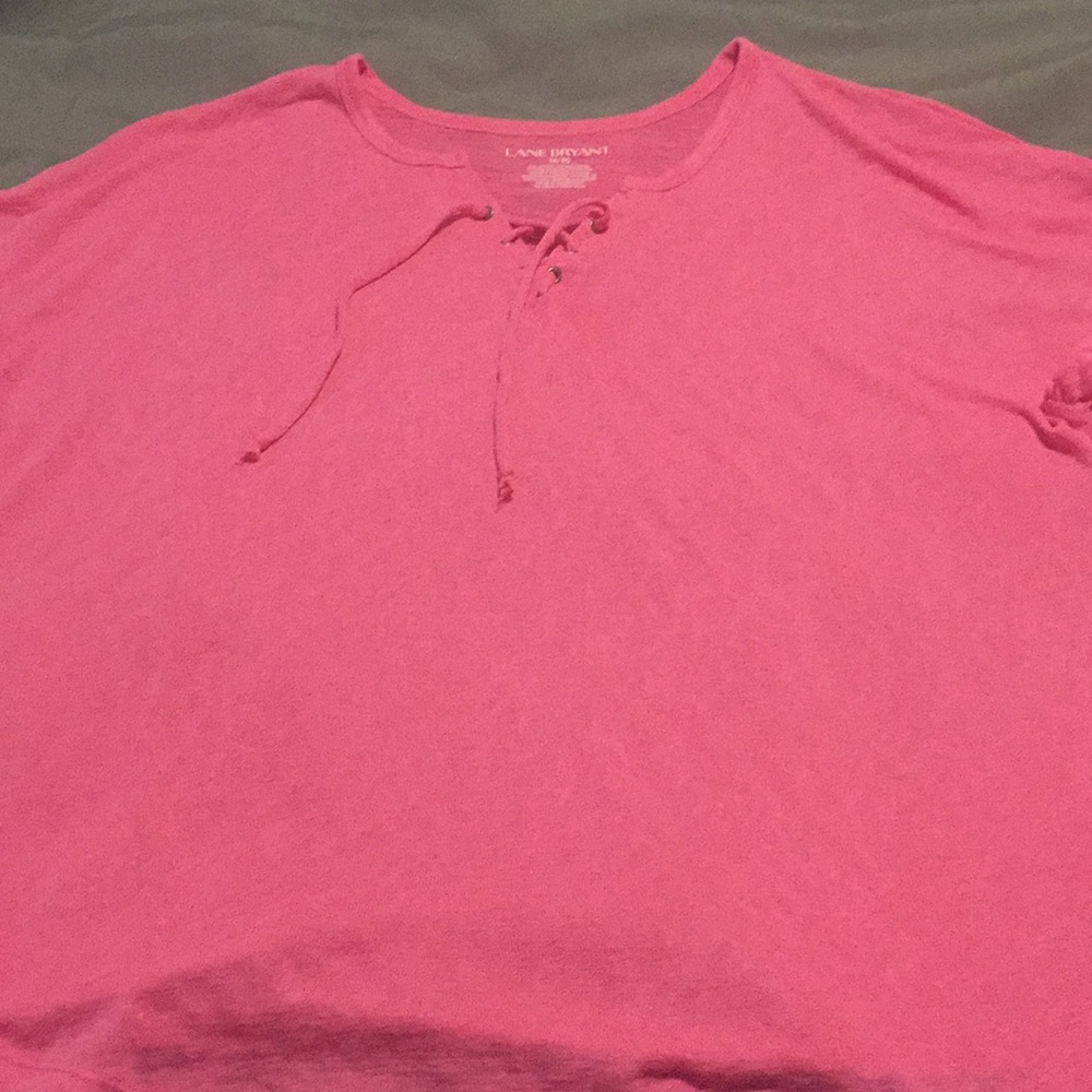 pink Lane Bryant lace up top